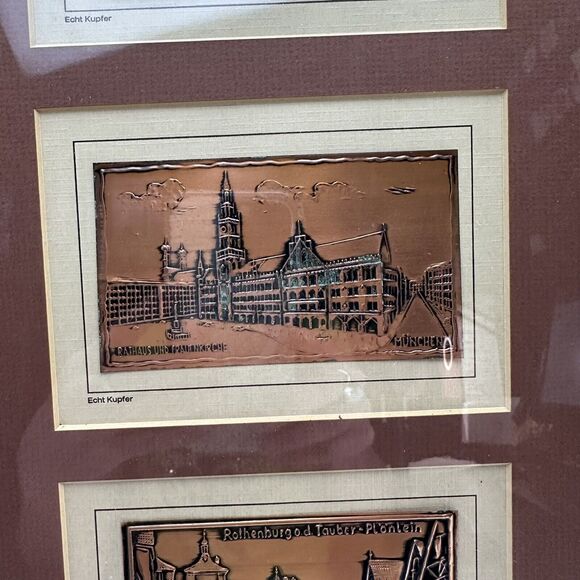 Echt Kupfer VTG W. Germany Copper Travel/Post Card Set of 3 in a Matted Framed‎ - Picture 8 of 14